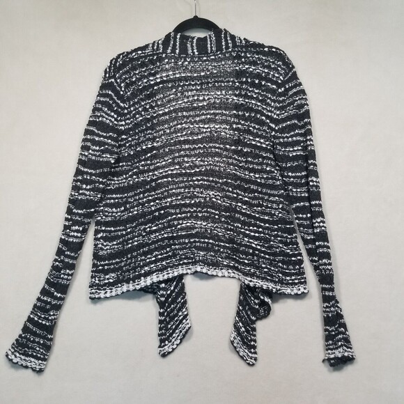 Eileen Fisher Med? Black White Open Front Cotton Waterfall Cardigan - Picture 6 of 6